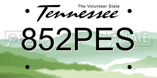 852PES Tennessee License Plate