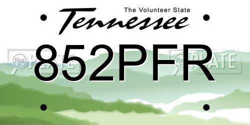 852PFR Tennessee License Plate