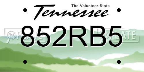 852RB5 Tennessee License Plate