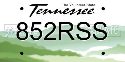 852RSS Tennessee License Plate