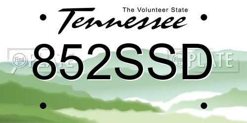852SSD Tennessee License Plate