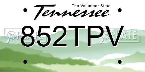 852TPV Tennessee License Plate