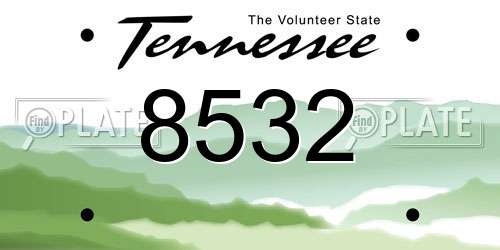 8532 Tennessee License Plate