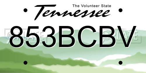 853BCBV Tennessee License Plate
