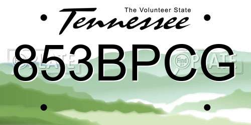 853BPCG Tennessee License Plate