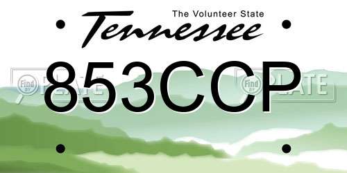 853CCP Tennessee License Plate