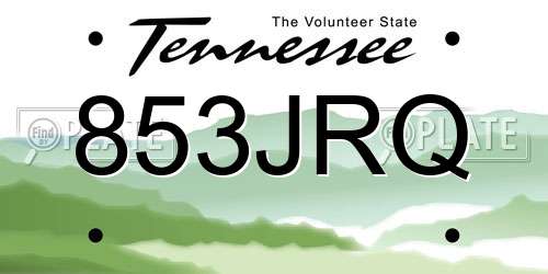 853JRQ Tennessee License Plate