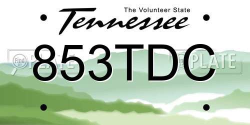 853TDC Tennessee License Plate