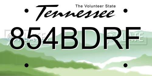 854BDRF Tennessee License Plate