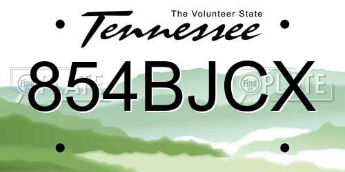 854BJCX Tennessee License Plate