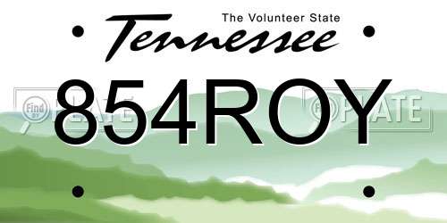 854ROY Tennessee License Plate