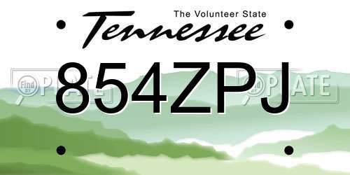 854ZPJ Tennessee License Plate