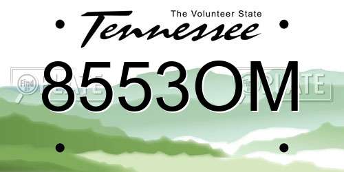 8553OM Tennessee License Plate