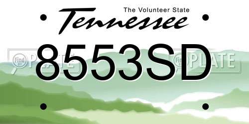 8553SD Tennessee License Plate