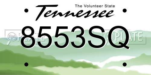 8553SQ Tennessee License Plate
