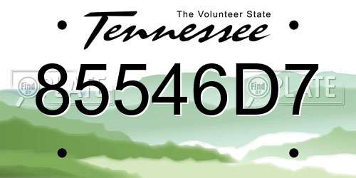 85546D7 Tennessee License Plate