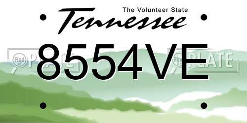 8554VE Tennessee License Plate