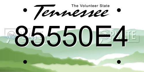 85550E4 Tennessee License Plate