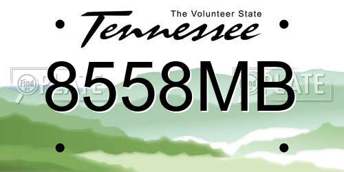 8558MB Tennessee License Plate