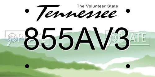 855AV3 Tennessee License Plate