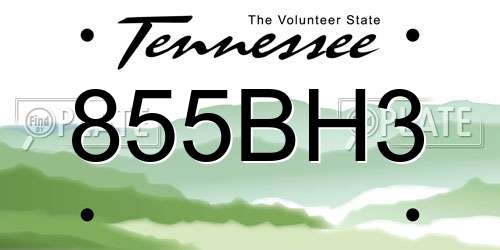 855BH3 Tennessee License Plate