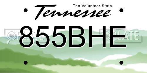 855BHE Tennessee License Plate