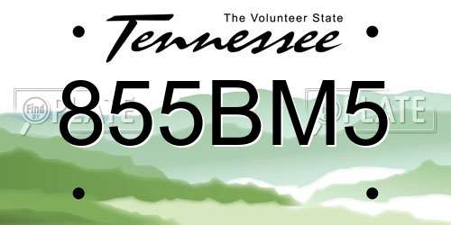 855BM5 Tennessee License Plate