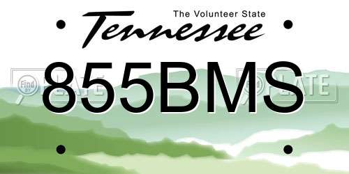 855BMS Tennessee License Plate
