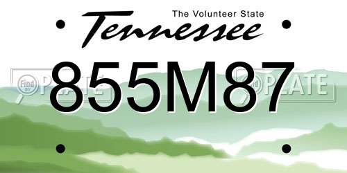 855M87 Tennessee License Plate