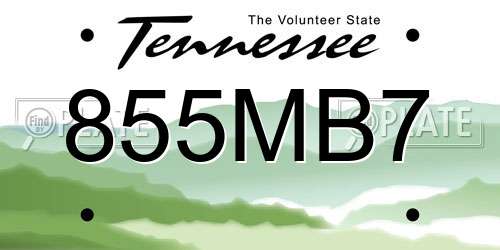 855MB7 Tennessee License Plate