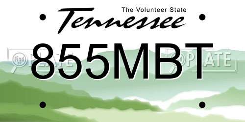 855MBT Tennessee License Plate