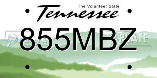 855MBZ Tennessee License Plate