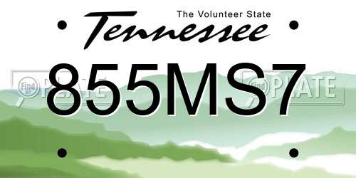 855MS7 Tennessee License Plate