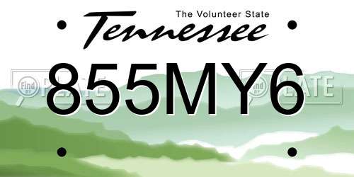 855MY6 Tennessee License Plate