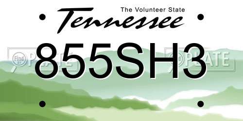 855SH3 Tennessee License Plate