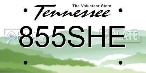 855SHE Tennessee License Plate