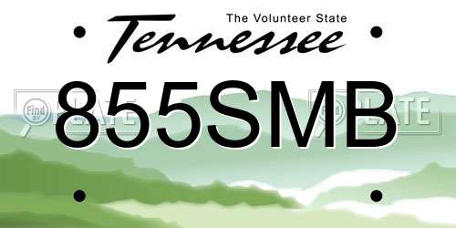 855SMB Tennessee License Plate