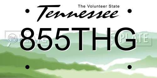 855THG Tennessee License Plate