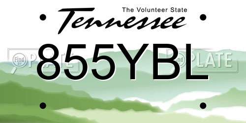 855YBL Tennessee License Plate