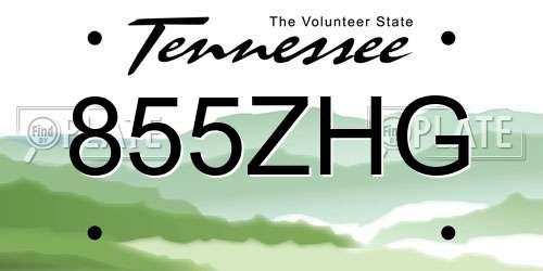 855ZHG Tennessee License Plate