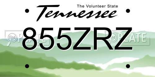 855ZRZ Tennessee License Plate
