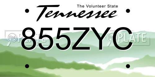 855ZYC Tennessee License Plate