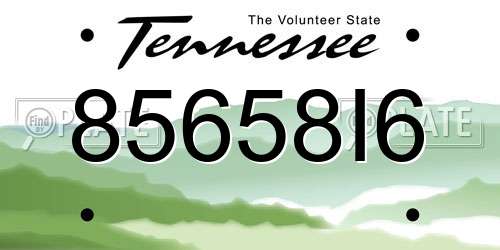 85658I6 Tennessee License Plate