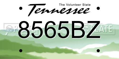 8565BZ Tennessee License Plate