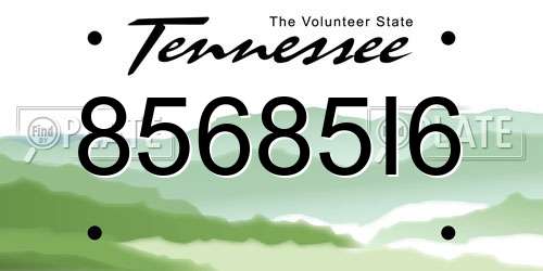 85685I6 Tennessee License Plate