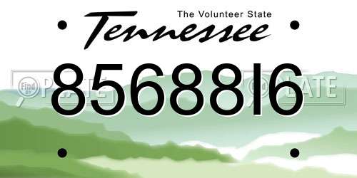 85688I6 Tennessee License Plate