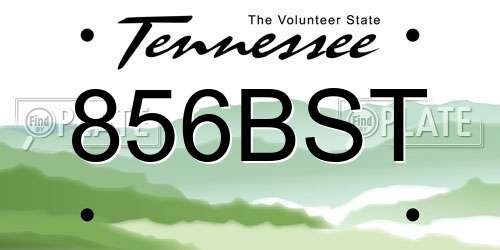 856BST Tennessee License Plate