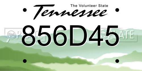 856D45 Tennessee License Plate
