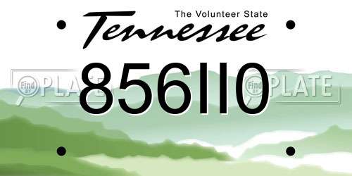 856II0 Tennessee License Plate