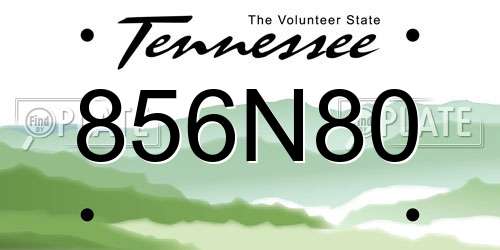 856N80 Tennessee License Plate